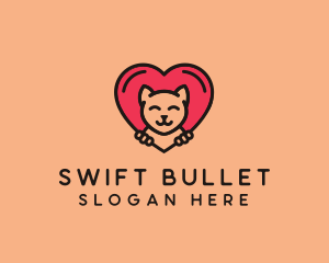 Pet Cat Heart  logo design