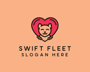 Pet Cat Heart  logo design