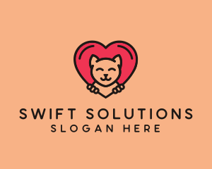 Pet Cat Heart  logo design