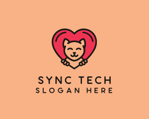 Pet Cat Heart  logo design