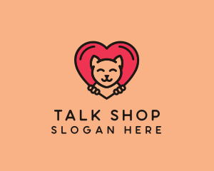 Pet Cat Heart  logo design