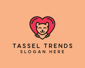 Pet Cat Heart  logo design