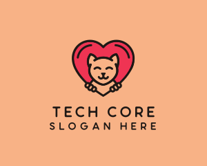 Pet Cat Heart  logo design