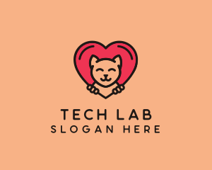 Pet Cat Heart  logo design