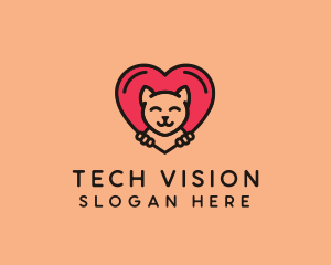 Pet Cat Heart  logo design