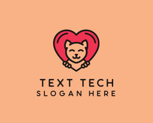 Pet Cat Heart  logo design