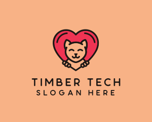 Pet Cat Heart  logo design