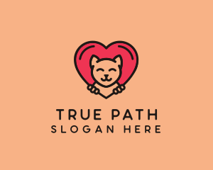 Pet Cat Heart  logo design