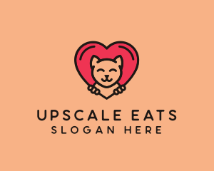 Pet Cat Heart  logo design