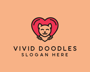 Pet Cat Heart  logo design