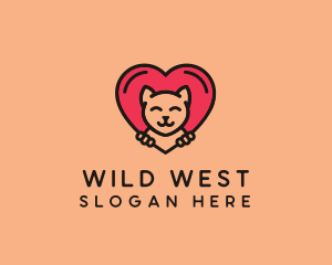 Pet Cat Heart  logo design