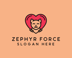 Pet Cat Heart  logo design