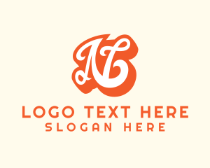 Fancy Orange Letter N logo