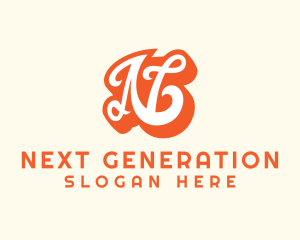 Fancy Orange Letter N logo design