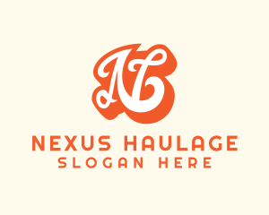 Fancy Orange Letter N logo design