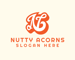 Fancy Orange Letter N logo design