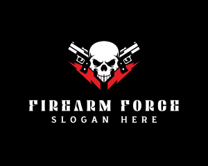 Pistol Firearm Skull logo design