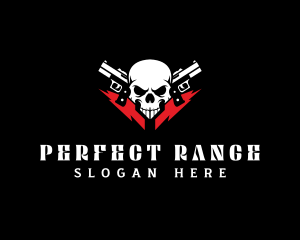 Pistol Firearm Skull logo design