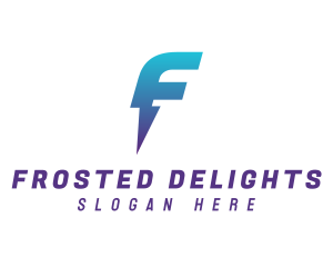 Blue Bolt Letter F logo design