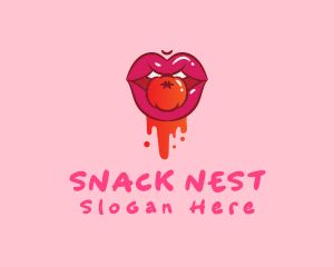 Naughty Juicy Tomato Lips logo design