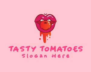 Naughty Juicy Tomato Lips logo design