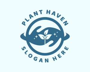 Blue Plant Hands logo design