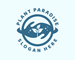 Blue Plant Hands logo design