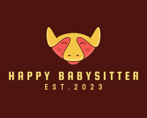 Happy Cute Bull logo design