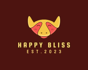 Happy Cute Bull logo design