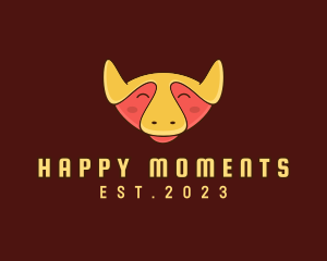 Happy Cute Bull logo design