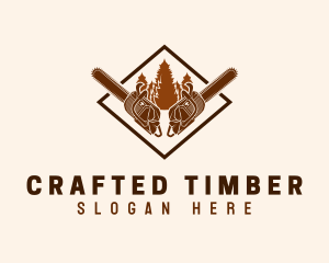 Forest Lumberjack Chainsaw logo design