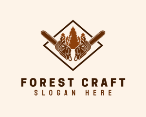 Forest Lumberjack Chainsaw logo design