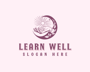 Wellness Hand Moon logo design