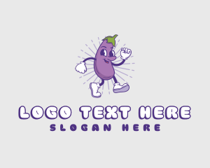 Funny Eggplant Mascot logo