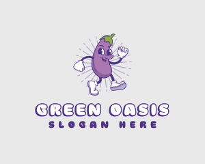 Funny Eggplant Mascot logo design