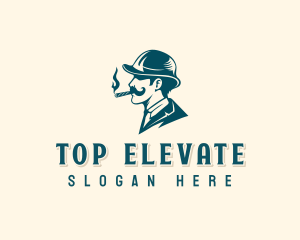 Mustache Gentleman Hat logo design