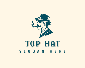 Mustache Gentleman Hat logo design