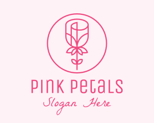 Minimalist Pink Rose logo design