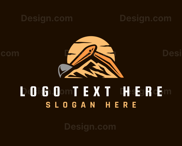 Excavator Mountain Sunset Logo