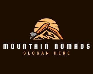 Excavator Mountain Sunset logo design