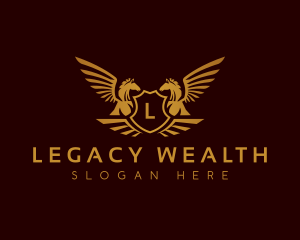 Luxury Shield Pegasus logo design