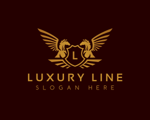 Luxury Shield Pegasus logo design