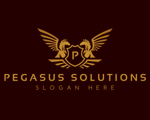 Luxury Shield Pegasus logo design