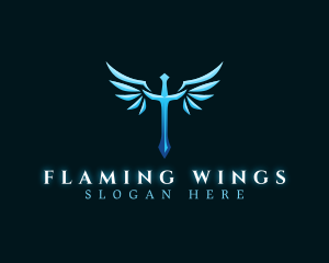 Excalibur Wing Sword logo design