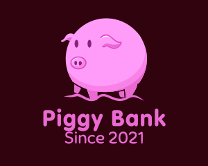 Cute Round Piglet logo design