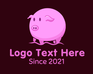 Round - Cute Round Piglet logo design