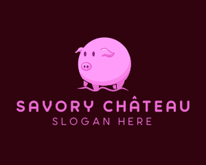 Cute Round Piglet logo design