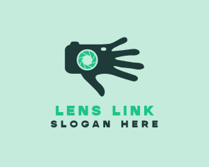 Camera Lens Hand logo design