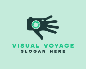 Camera Shutter Lens Hand logo
