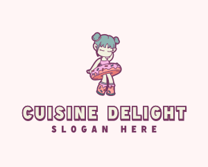 Donut Girl Cartoon logo design